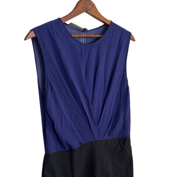 By Malene Birger Renias Sleeveless Pleated Keyhole Sheath Dress Blue Black Sz XS - Picture 3 of 8